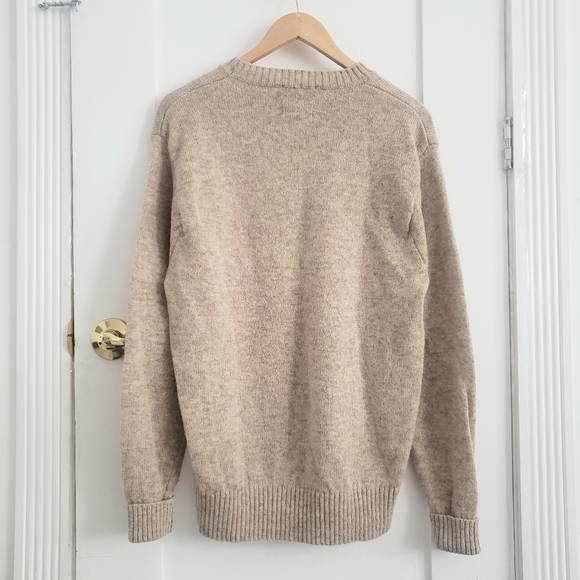 Pendleton 100% Shetland Wool Machine Washable Long Sleeve Sweater Size M Tan - Picture 6 of 6